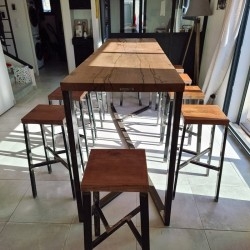 Tabouret "YPSYLONE" en vieux chêne