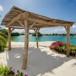 pergola en robinier et branches d'eucalyptus